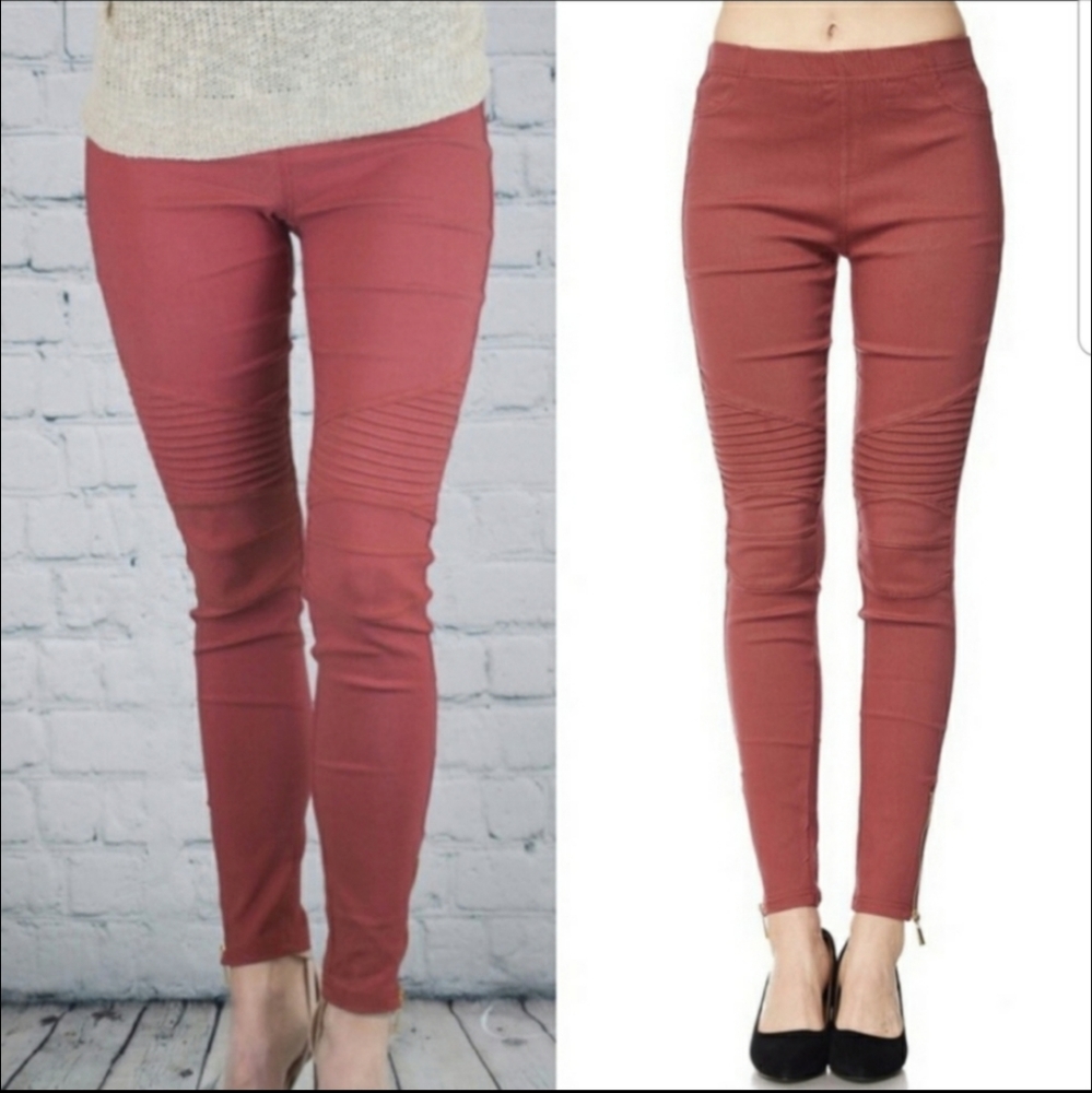 RELISTED Navy moto biker jean leggings - Picture 6 of 8
